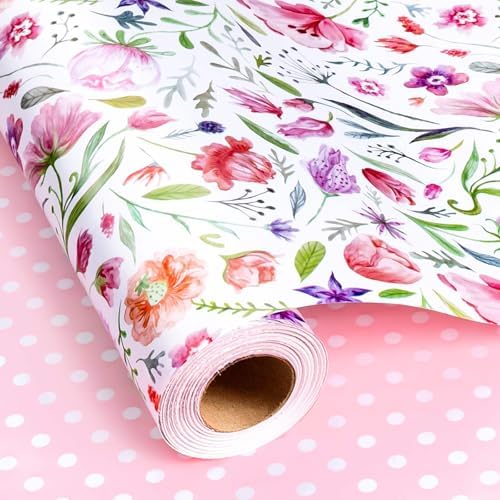 Amazon.com: Homeral Wildflower Wrapping Paper Roll - Colorful Flower ...