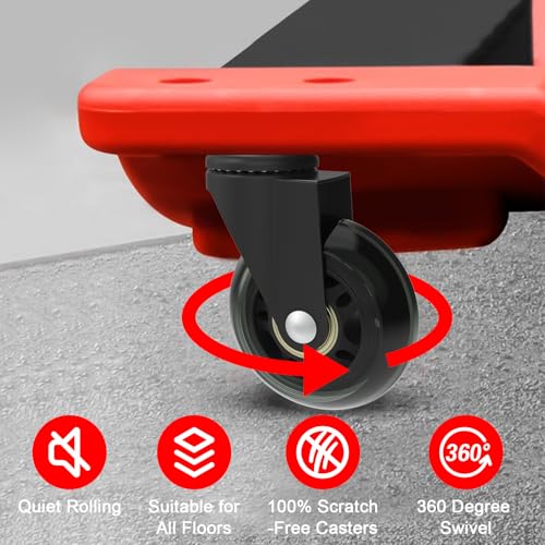 creeper caster wheels set of 6 roller blade swivel casters heavy-duty 25 inch castor replacement for creeper service cart stool post mount 360 degree no noise safe for hardwood floors amp carpet