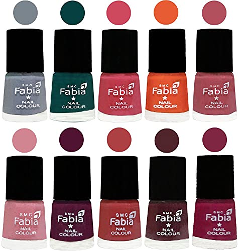Image of SMC Fabia ALL IN ONE (PACK OF 10), Long Lasting Glossy Nail Polish, 6 ml Each, All Vibrant Colours,02071