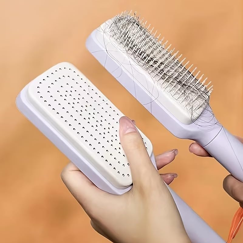 Image of KAIDAA Self Cleaning Hair Brush for Women & Men, Detangler Hair Comb for Wet Dry Hair, Anti Static Hairbrush, Scalp Massage Comb for Curly Thick Hair
