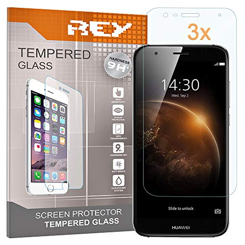 REY 3X Protector de Pantalla para Huawei Ascend G8 / GX8, Cristal Vidrio Templado Premium