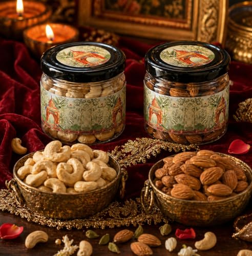 Image of Greenfinity Rakhi Special Dry Fruits Gift Hamper for Brother & Sister | | With Rakhi Thread, Roli Chawal & Greeting Card | Rajasthani Gift Box |Luxury Roasted Pistachios, Almonds, Cashews & Cranberries (200g x. 4) 800g.