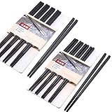Palillos para comer con 10 pares de dos estilos – Japonés palillos chinos negro Alloy Chopsticks palillos para vajilla asiática reutilizables palillos lavables para lavavajillas