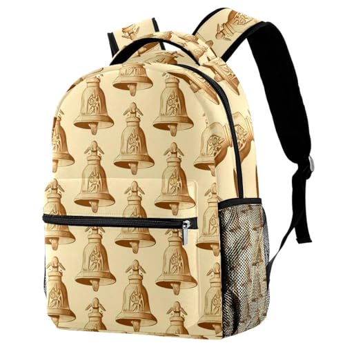 Sac à dos de campus de voyage jaune vintage cloches sac d'école cartable mixte