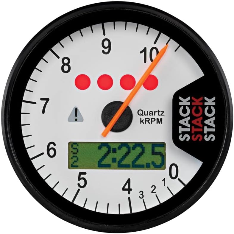 STACKST700M-08 Black 0-8k RPM Dash Tachometer with Speed Sensor Lap Timing Beacon and Receiver