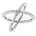 Sterling Silver 925 Cubic Zirconia CZ Criss Cross "X" Long Ring