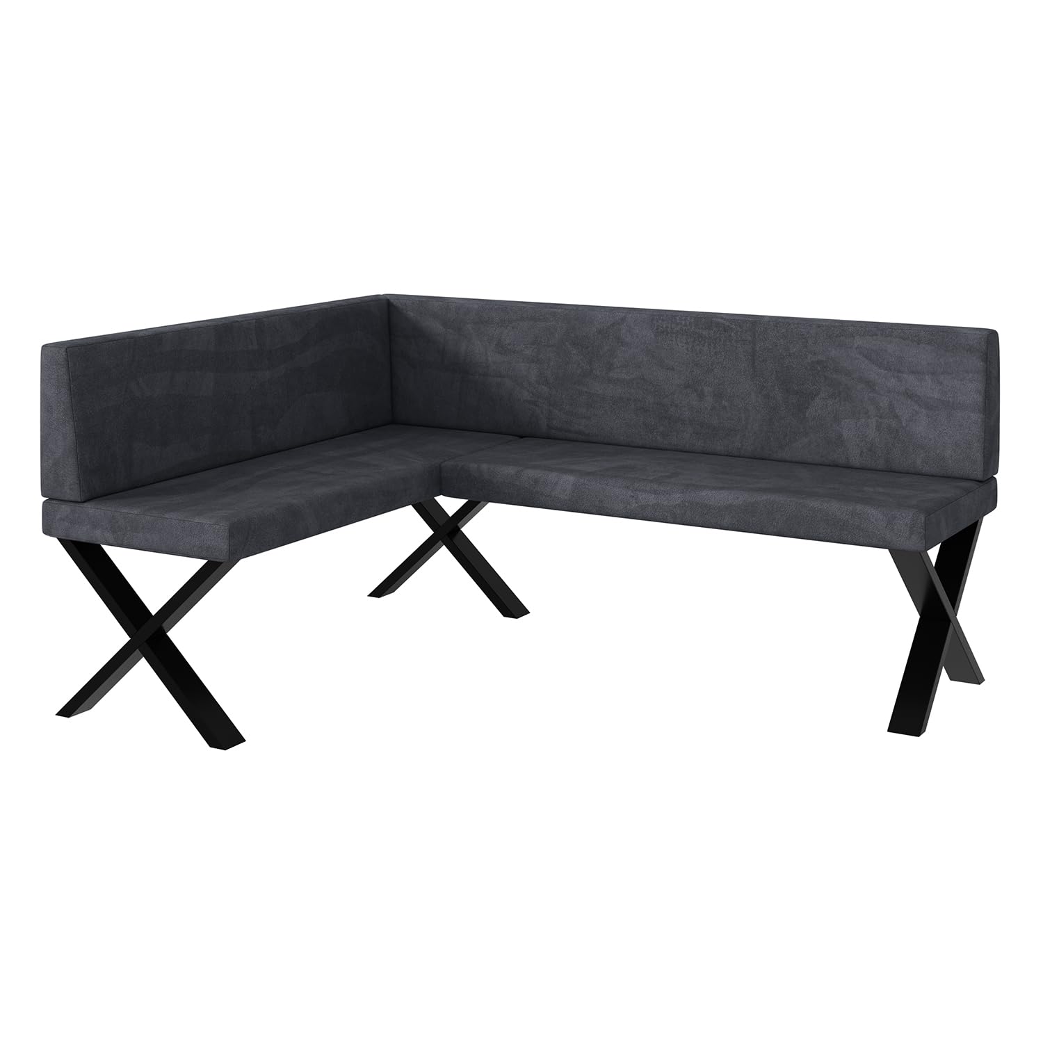 MEBLINI Eckbank für Esszimmer - Küchenbank - Essecke - Sitzecke Küche - Toni - X-Beine 128x168x87cm Links - Dunkelgrau Samt