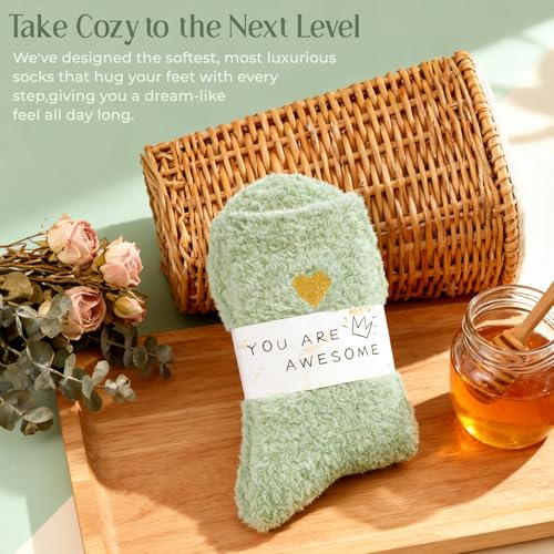 Image of American Trends Coral Fleece Cloud Fuzzy Socks Ultra-Soft Warm Sleep Socks Cozy Unisex Self-Care Gifts Boo Basket Stuffers