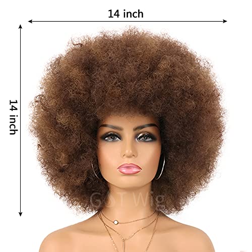 G&T Wig 70S Afro Puff Mixed Brown Wigs For Black Women Glueless Wear And Go Wig Natural Looking Fluffy And Large Bouncy Afro Wigs For Daily Party Use (30/33) #TOP4