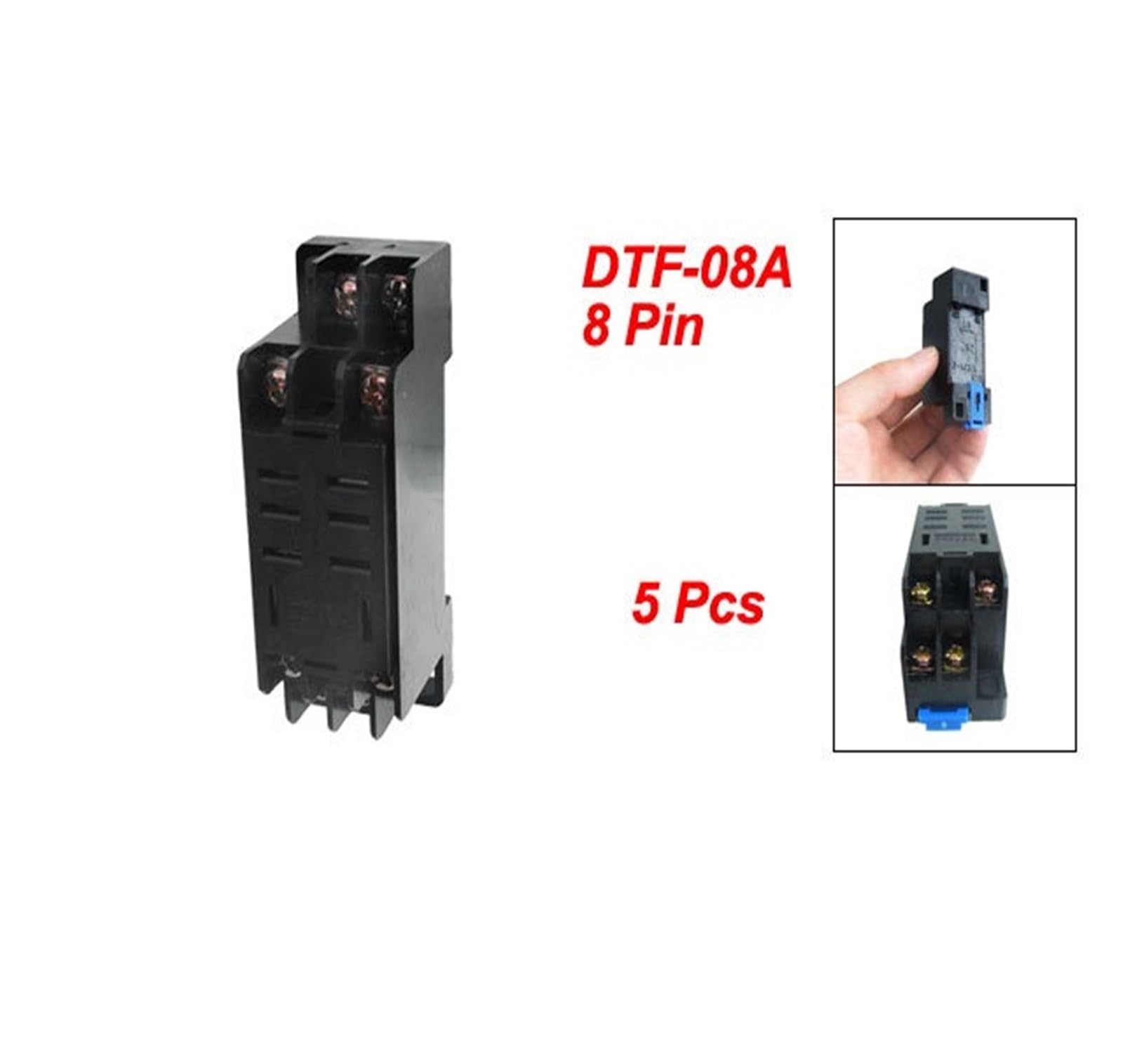 5 Pieces DTF-08A 8-pin Power Relay Base Socket DIN Rail mounting