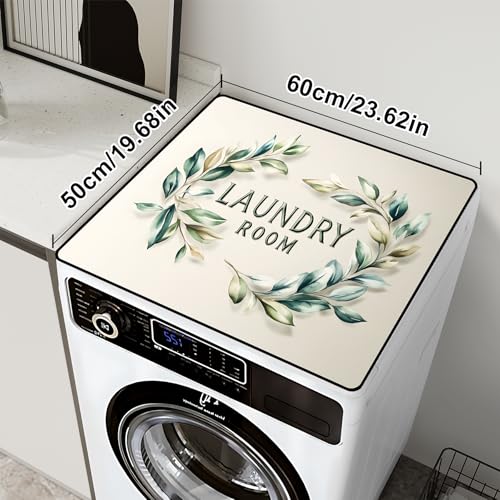 Image of Non-Slip Washer & Dryer Top Cover Mat Dust-Proof Protective Pad with Absorbent Surface & Rubber Backing, Waterproof & Heat Resistant Laundry Room Decor (Laundry Room-3, 23.6 inch x 19.7 inch)