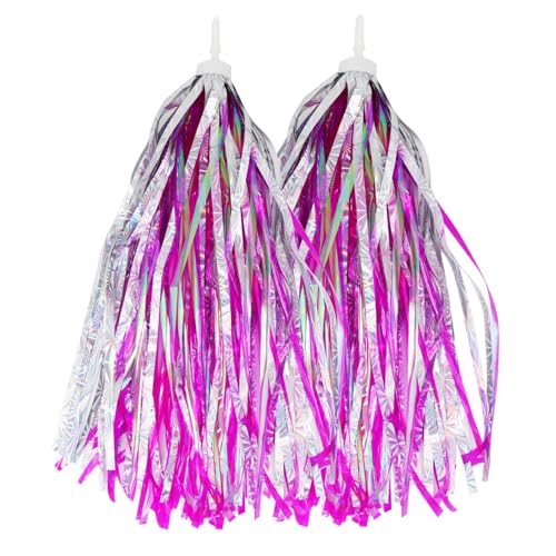PLATT Guidon de vélo pour enfants, rubans colorés, glands, pour filles, garçons, guidon de vélo, scooter (1 paire) (rose B)