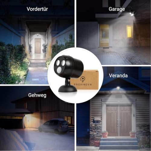 Bewegungsmelder mit Batterie und LED-Strahler von Proxinova