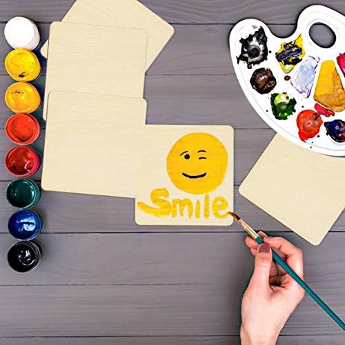 BESPORTBLE 50 PCS Wooden Blank Unfinished Plaques - Wood Pieces Wooden Plaques Blank Squares For DIY Arts Craft Project Pyrography Art