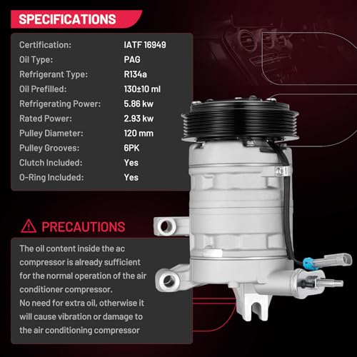 BDFHYK 15926954 Air Conditioning A/C Compressor with Clutch Compatible with Chevrolet Equinox V6 3.0L 2010-2011, Compatible with GMC Terrain V6 3.0L 2010-2011