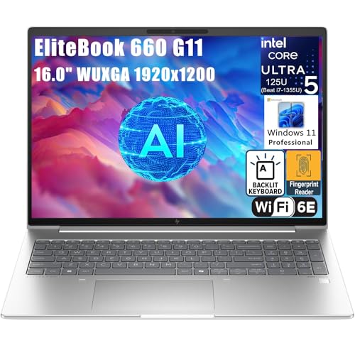 Image of HP Elitebook 660 G11 16 inch FHD+ Business Laptop Computer, Intel 12-Core Ultra 5 125U, 64GB DDR5 RAM, 2TB PCIe SSD, WiFi 6E, Bluetooth 5.3, Backlit Keyboard, Fingerprint Reader, Windows 11 Pro, AZ-XUT