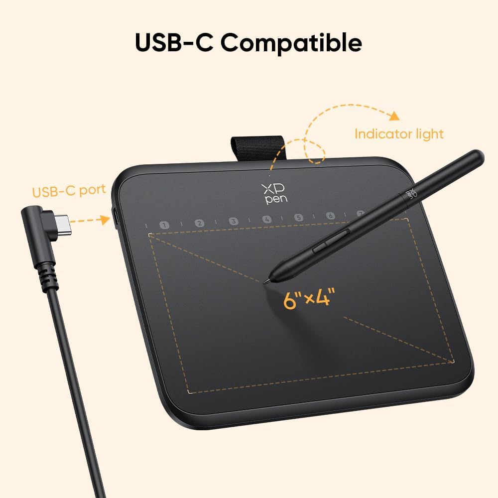 XPPen 6 * 4 inch Drawing Tablet with 16384 Pressure Levels IT640 Digital Graphic Art Tablet Battery-Free Stylus 60° Tilt Support OSU Drawing Pad for Beginner Compatible with Android Windows macOS