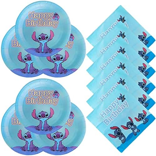 Lilo and Stitch Birthday Party Supplies Set,20pcs Lilo and Stitch plates and 20pcs lilo and stitch napkins