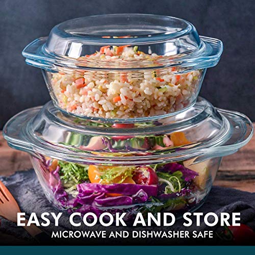 Simax Clear Round Glass Casserole | With Lid, Heat, Cold and Shock Proof, Made in Europe, 3.5 Quart