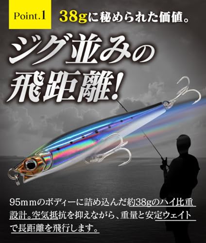 Contyu シンキングペンシル ルアーセット 95mm 38g リップ付 貫通ワイヤー 青物 シーバス ヒラメ 3枚目