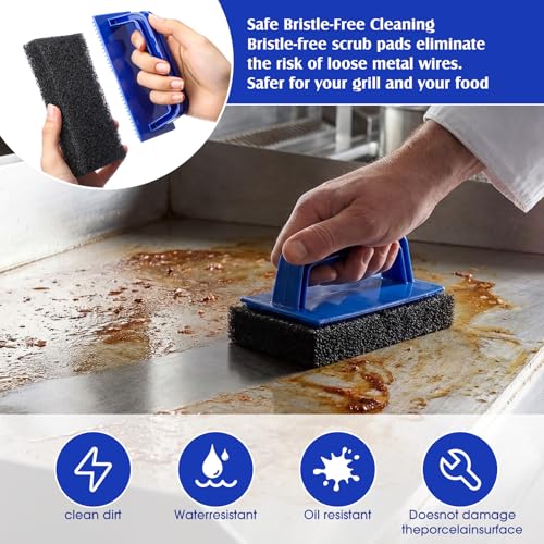 12-Set Heavy-Duty Griddle Cleaning Kit w/ Scouring Pads & Handles - image 5