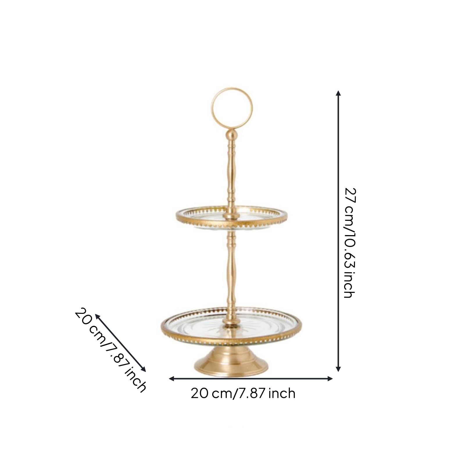 Baoblaze Présentoir à Gâteaux à Deux Niveaux Plateau Dessert Présentoir Gâteau Support Pâtisserie Transport Facile avec Poignée, Plateau À Dessert Double Couche De Style Palais Français Rétro C