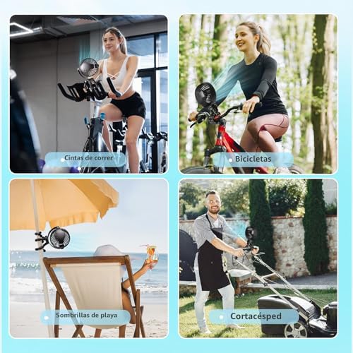 Miniatura 7 de Papafboy Ventilador Portátil Para Cochecito,Ventilador Carrito Bebe Recargable, 20 Horas 3 Velocidade 360 Rotación Baby Fan Para Cochecito,Coche,Viajes,Camping Rosa