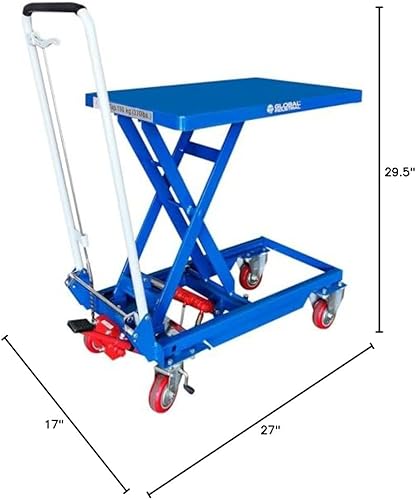 Miniatura 10 de Global Industrial Mesa elevadora de tijera móvil con mango plegable, plataforma de 27 x 17, capacidad de 330 libras
