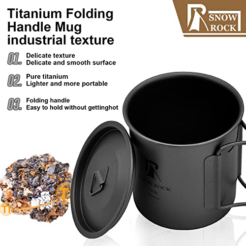 Snow Rock 300Ml Titanium Coffee Mug With Lid Folding Handle Net Bag Camping Cup Portable For Camping Hiking Travelling Backpacking Climbing Outdoor #TOP4