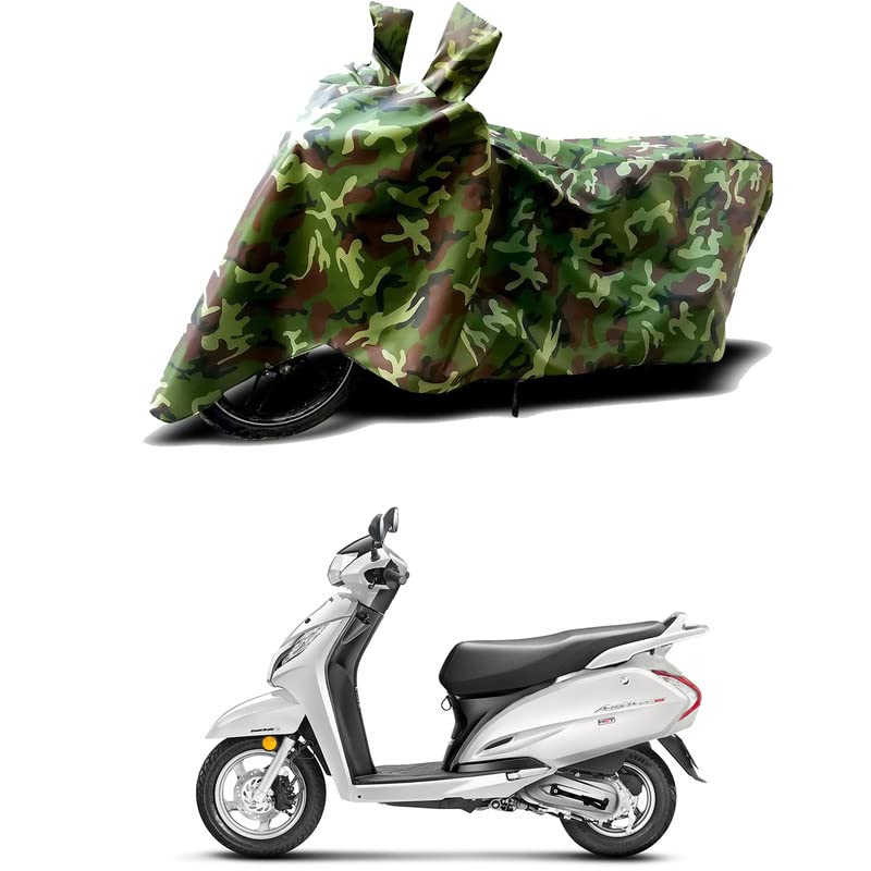 Image of 100% Water Resistant Bike Scooty Two Wheeler Body Cover Compatible for Honda Activa 125 Drum /UV-Rays /Heat Protection /Birds Dropping /Scratchproof /Dust Proof /Waterproof /All Varient[Green MJ]