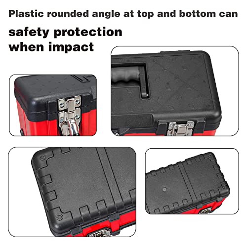 Jack Boss Steel Tool Box 15.5- Inch Small Portable Tool Box Organizer With Built-In Short Non-Slip Handle Car Tool Box With Removable Tray … #TOP4