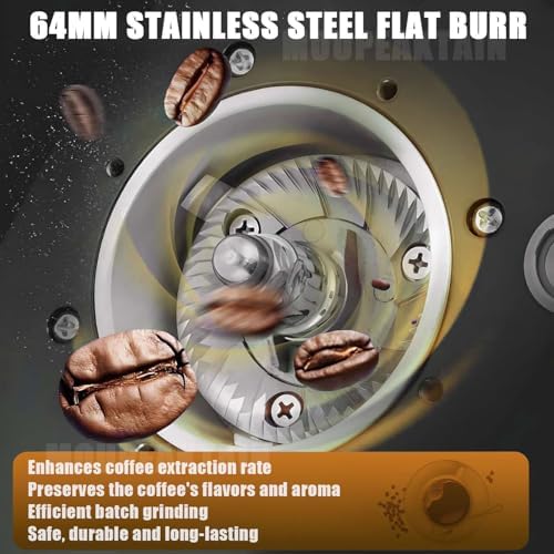 Commercial Electric Coffee Grinder - Flat Burr with 9 Settings, LED Display, Double Dosing Modes, 450g Large Bean Hopper for Espresso, Perfect for Home & Café Use - Black