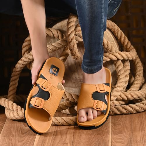 Image of DOCTOR HEALTH SUPER SOFT Men Comfortable Double Strap Slippers with Adjustable Buckles, Cushioned Footbed and Anti Slip Sole, Casual Everyday Wear Sliders for Indoor and Outdoor Use