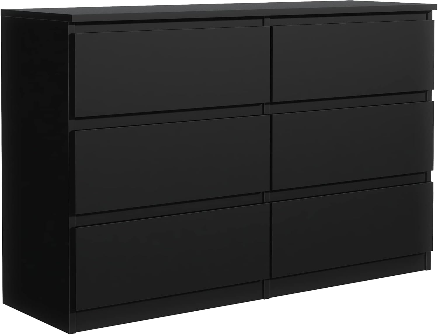 meble masztalerz Kommode Schwarz Matt mit 6 Schubladen 140 cm - Sideboard Wohnzimmer, Schlafzimmer -H: 78,5cm, B: 138,6 cm, T: 39 cm - Kommode mit Schubladen - Schubladenschrank