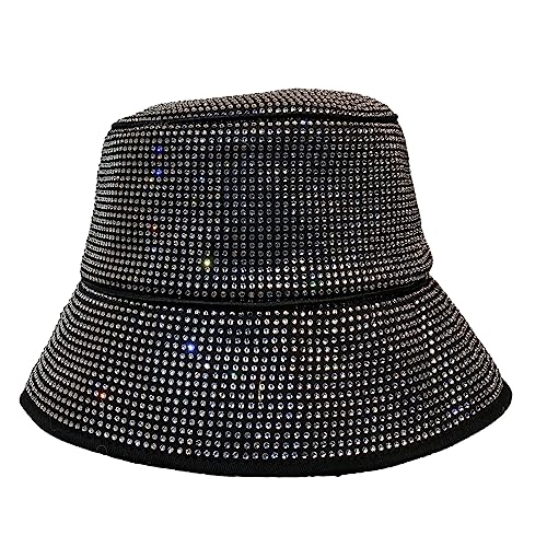 Chapeau bob à strass colorés unisexe avec grand bord réglable pour le style
