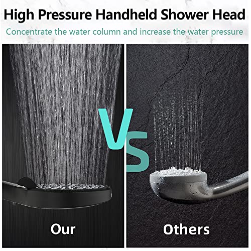 Hufaut High Pressure Handheld Shower Head- 6 Spray Setting Showerhead With 59'' Stainless Steel Hose & Adjustable Bracket & Built-In Power Spray Shower Head Set For Home Rv Pet(Black) #TOP2