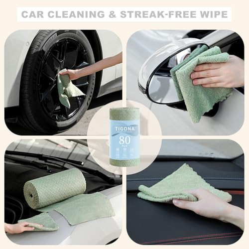 Image of 80 Pack Microfiber Cleaning Cloth Roll Reusable Paper Towels 12 inchx12 inch Tear Away Cloth,Absorbent Dish Rags for House Kitchen,Wash Cloths,Lint Free Rags for Window Cars Cleaning Supplies