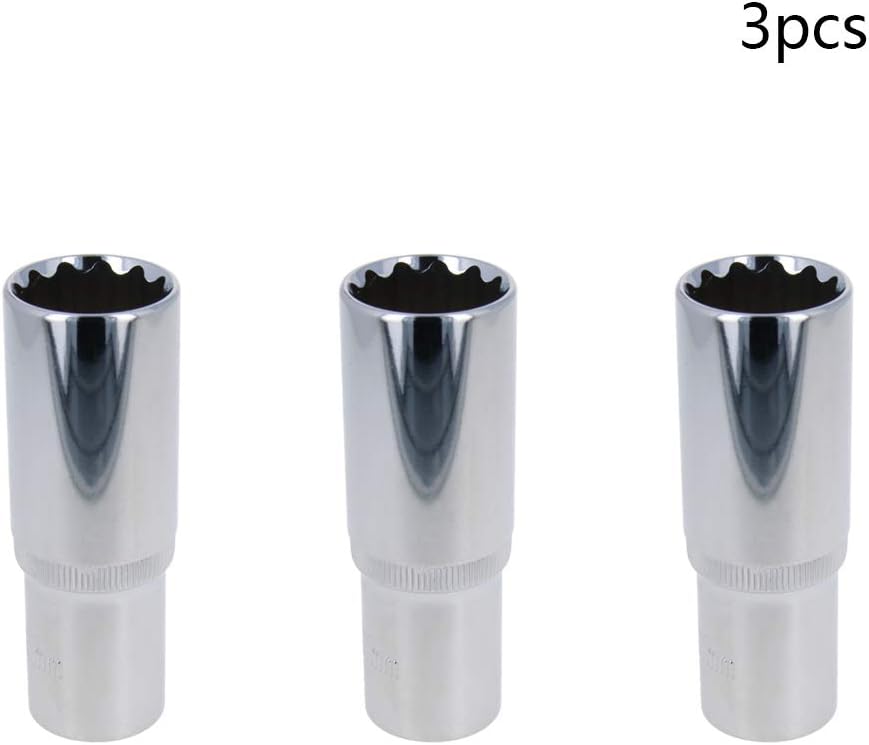 Auniwaig 1/2 Inch Drive Deep Socket, 21mm, 12-Point Torx Socket, Metric, Cr-V 3pcs