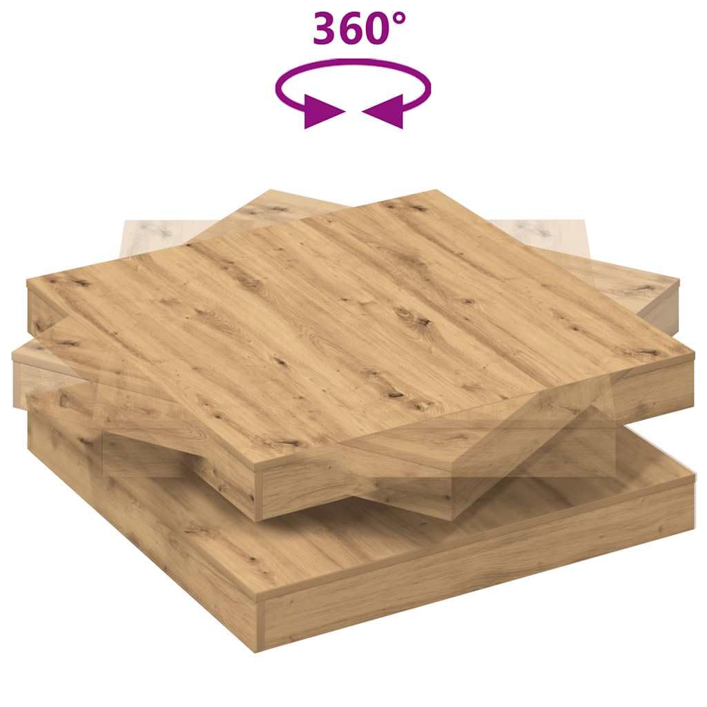 vidaXL Mesa de Centro giratoria 360 Grados Roble Artisan 90x90x34,5 cm