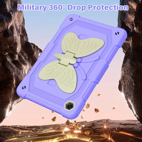 Image of Cover for Samsung Galaxy Tab A11+ Plus /A9+ Plus Case with Screen Protector, Galaxy Tab A11+ /A9+ 11 inch 2025 /2023 Released with Butterfly Stand Shoulder Strap Shockproof case for Kids Girl, Purple