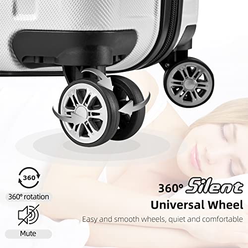 Melalenia Abs Hardside Carry On Luggage, Suitcase With Double Spinner Wheels,Tsa Luggage Locks Airline Approved(20 Inch,White) #TOP3