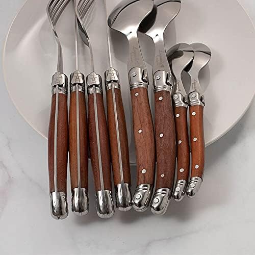 Silverware Set, 24Pieces Cutlery set Wood handle Tableware Stainless steel Steak Knives Wooden Japanese Dinnerware Kitchen Accessoreis BY ZZYY (Color : 24pcs)