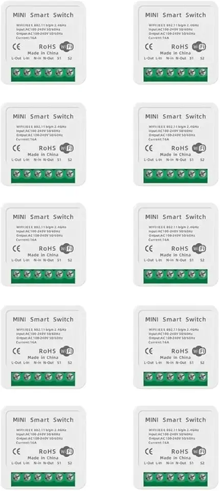 Kit 10 Mini Interruptor Inteligente Smart Switch 16A Wifi Automação Alexa Google Smart Life - Genérico