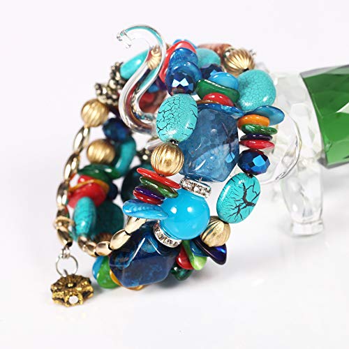 Boho Colorful Multilayer Irregular Agate Beads Charm Bracelets For Women Vintage Jade Stone Man Bracelets Yoga Bangles Ethnic Jewelry (A:turquoise Bracelet) #TOP7