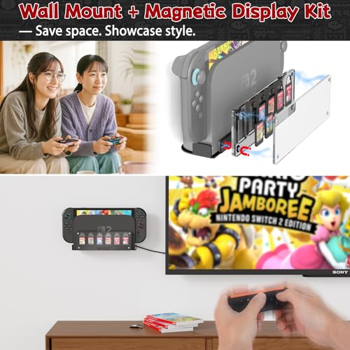 Support mural Nintendo Switch 2 en acier inox avec boîte 6 slots - 2