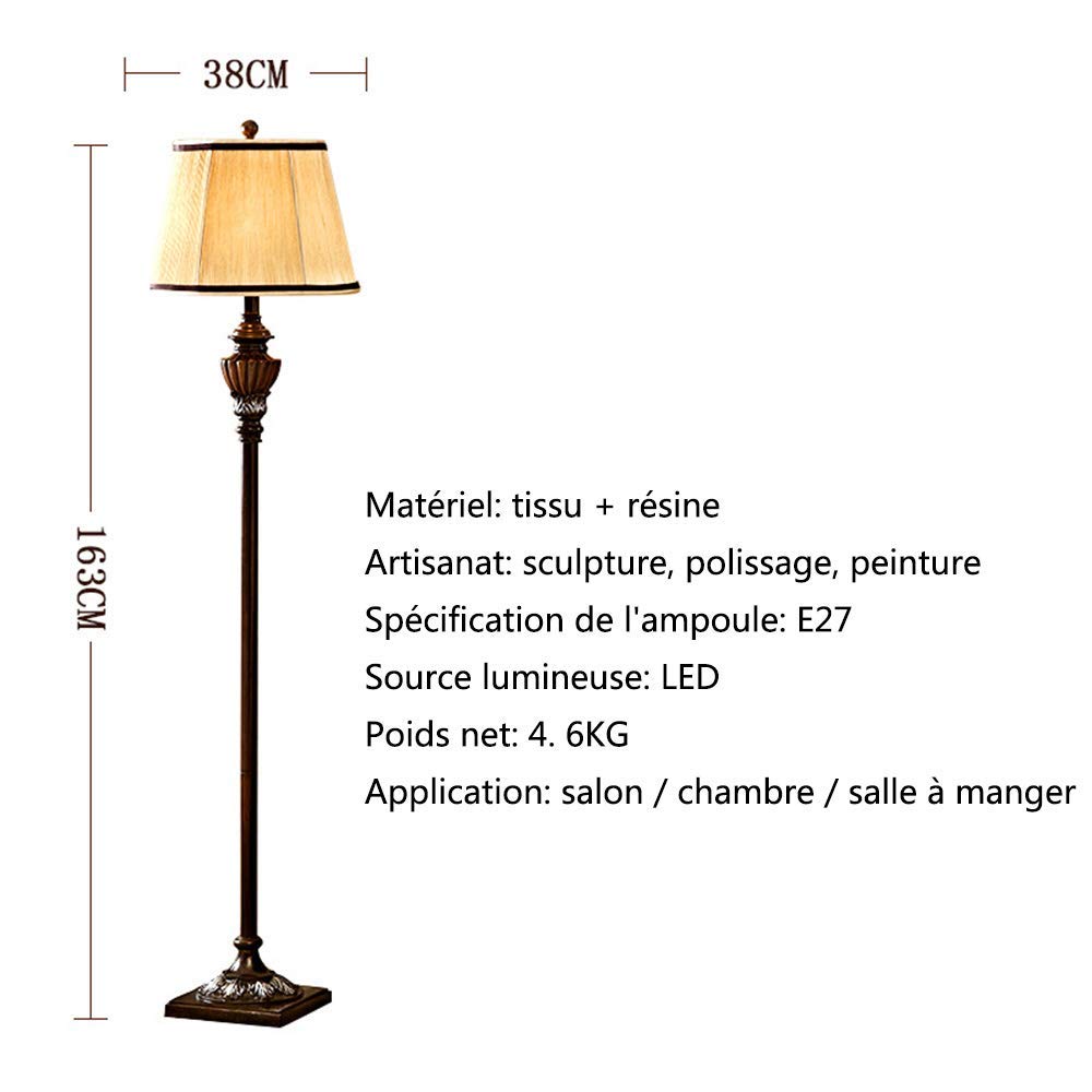WRMING Tiffany Lampadaire Sur Pied Salon E27 Avec Télécommande Rétro Lampe De Lecture Pour Chambre Bureau Restauran, Avec 12W LED Dimmable