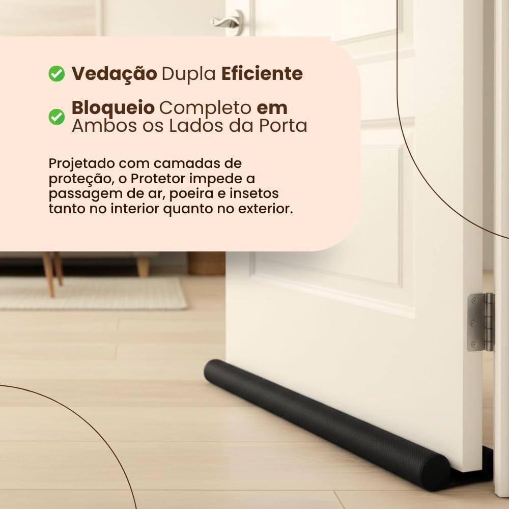 Protetor Veda Porta Duplo Contra Bichos E Insetos Impermeável Preto