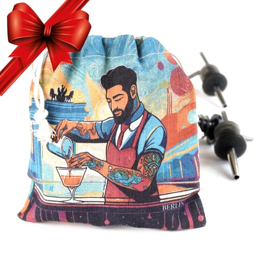 Kidia Metal Pour – Kit 10 Versatori Acciaio Inox - Tappi Universali con Guarnizione in Gomma, Flusso Calibrato 157 BPM, Lavabili in Lavastoviglie | Cocktail Set Barman/Bartender | (1, Berlin)