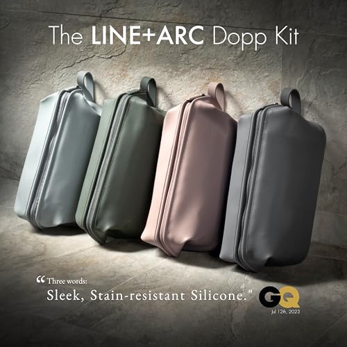 LINE+ARC Easy-to-Clean Silicone Dopp Kit (As Seen in Glamour and GQ) Extra-Wide Opening Anti-Stain (Mauve, 3.5L) Toiletry Bag Travel Set Makeup Organizer Cosmetics Case Fabric Simple Hang Loop2