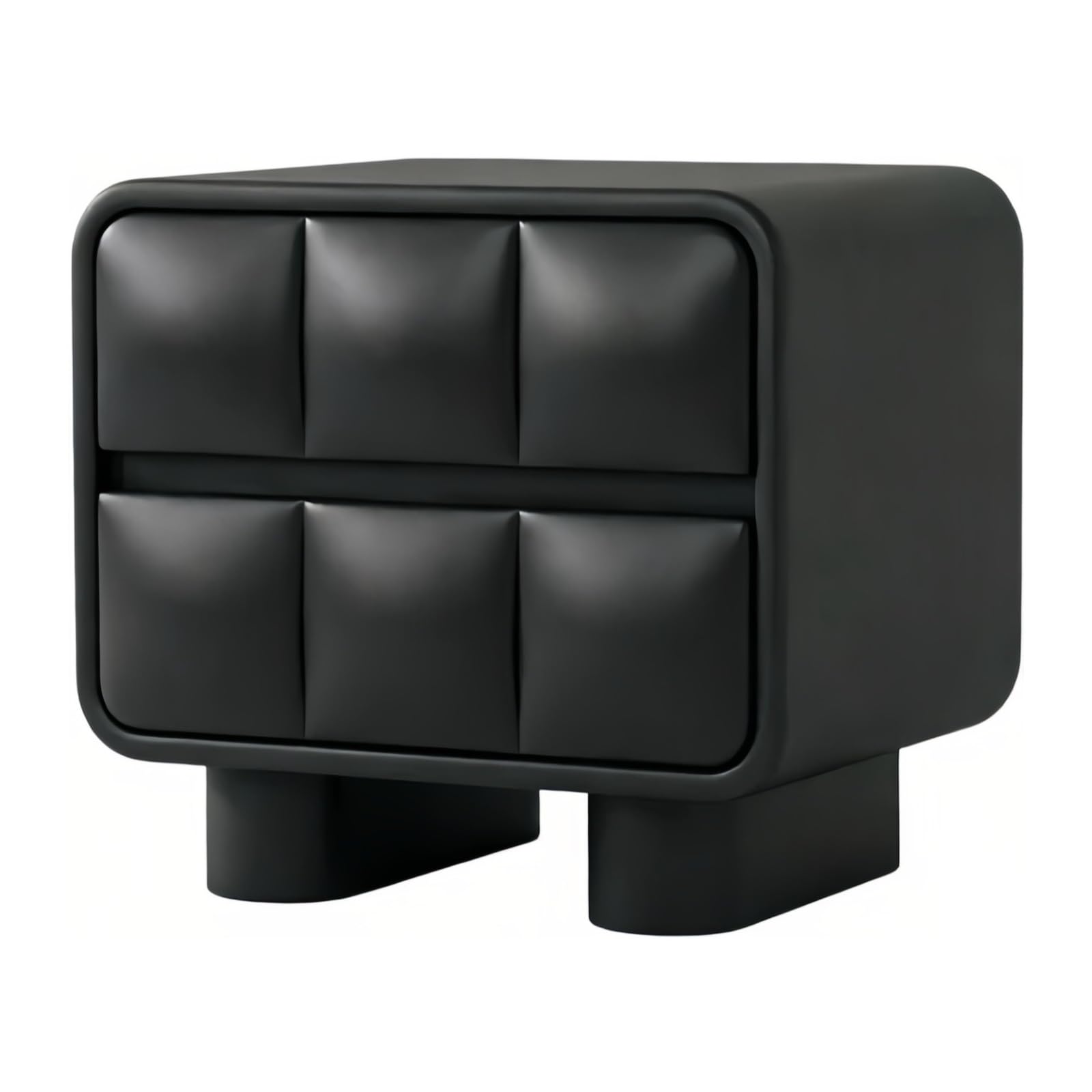 guiling-1986 Bedside Table Nightstand Two Drawers Concealed Handles Cylindrical Legs for Bedroom Storage Nightstand(Black,Large)
